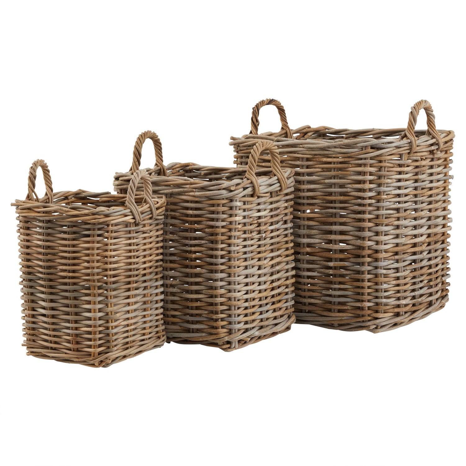 Set of 3 Kubu Rattan Square Storage Baskets image 0